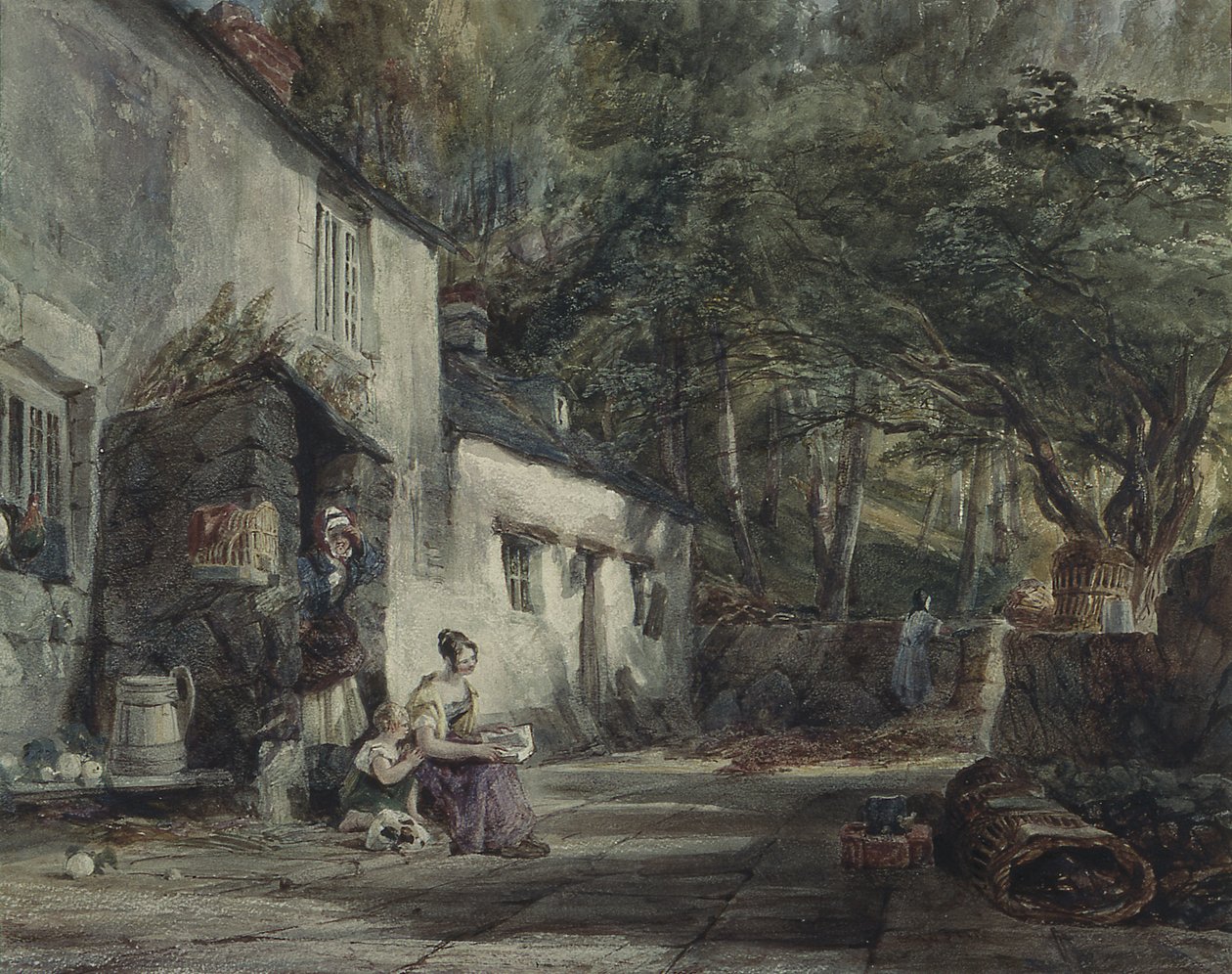 Een Cottage in Noord-Wales, met Figuren door Samuel Austin