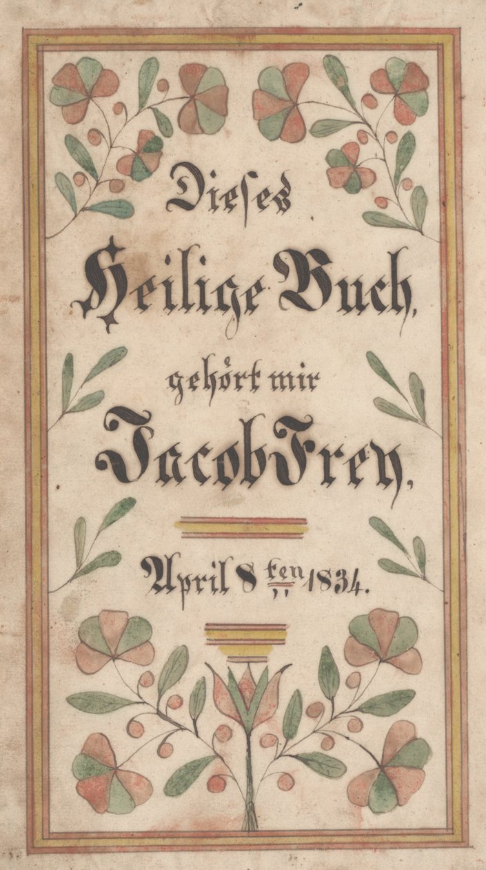 Boekplaat voor Jacob Frey, 1834 door Samuel Bentz