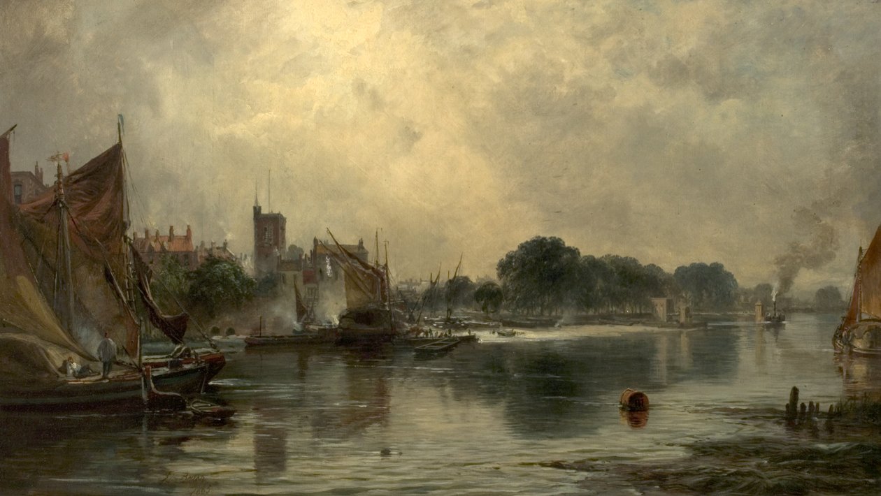 De Theems bij Chiswick, Londen, 1865 door Samuel Bough