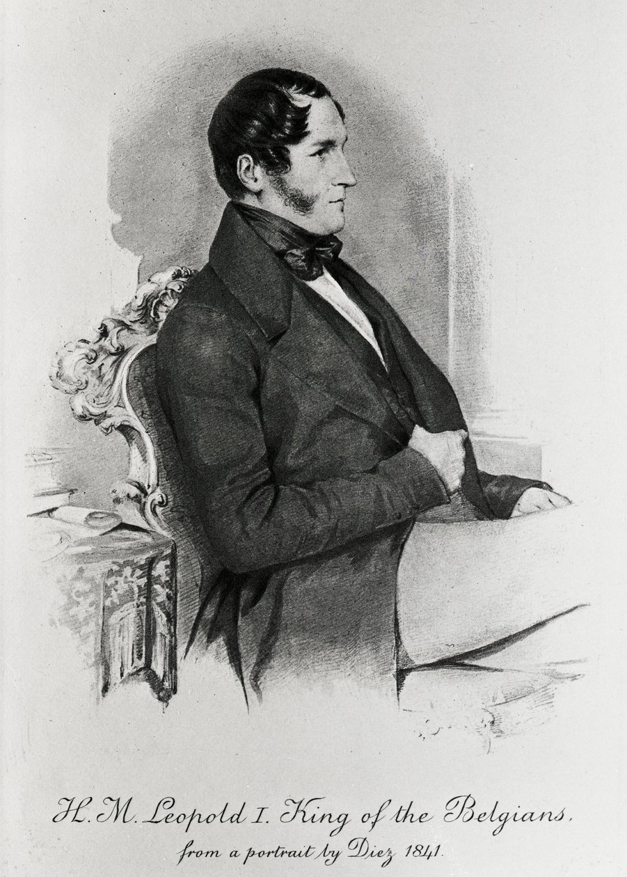 Leopold I, koning der Belgen, naar een portret van 1840 door Samuel Diez