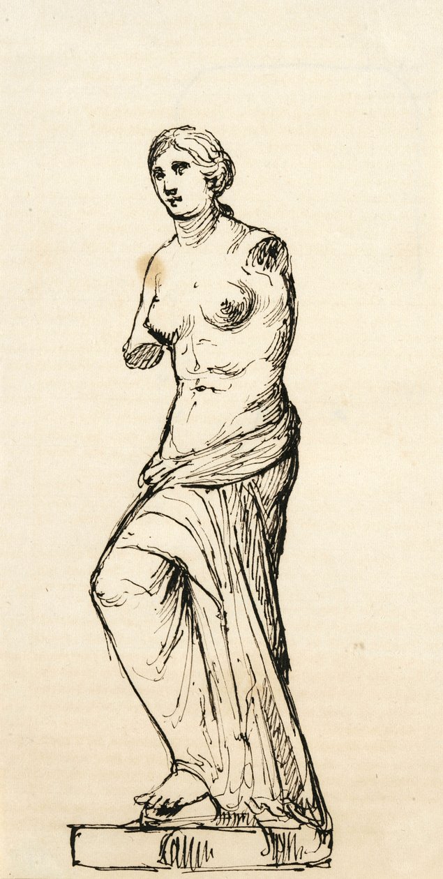 Schets van een afgietsel van Venus de Milo, 1840-42 door Samuel Finley Breese Morse