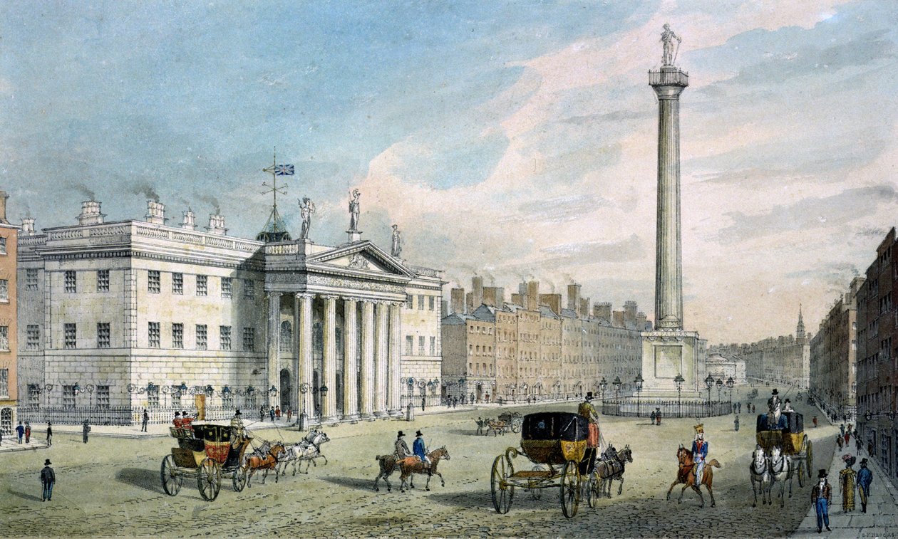 Sackville Street, Dublin, met het Postkantoor en Nelson