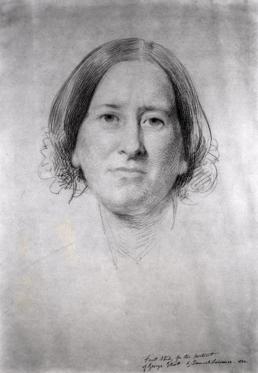 Eerste studie voor het portret van George Eliot (Mary Ann Evans) (1819-1880) 1860 door Samuel Laurence