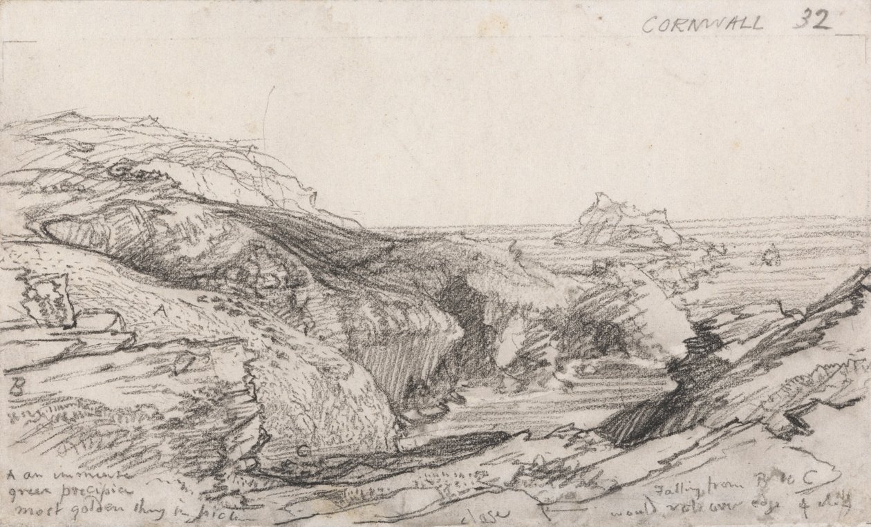 Een pagina uit een Cornish schetsboek - Cornwall 32 door Samuel Palmer