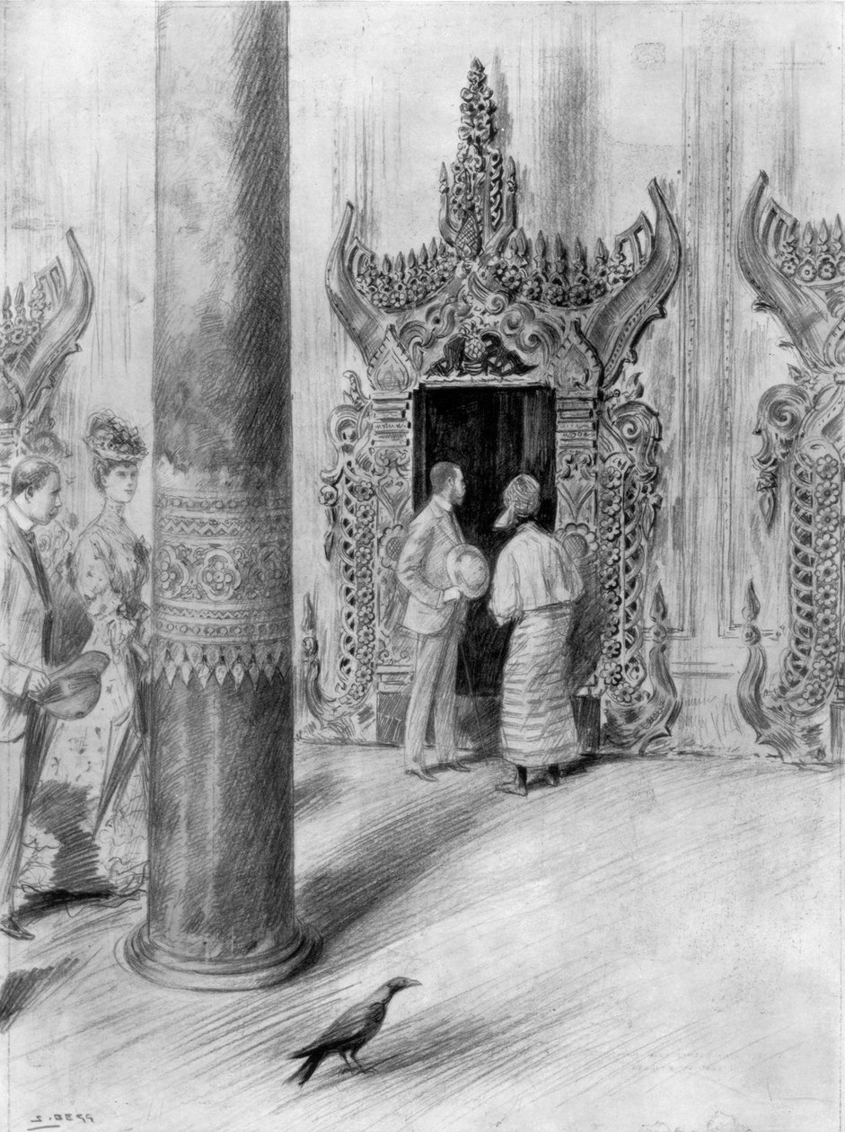 De Prins en Prinses van Wales in het paleis van koning Theebaw, Mandalay, Birma, 1906 door Samuel Begg