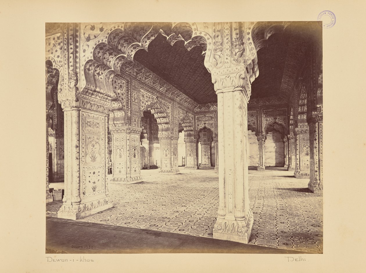 Delhi; het paleis, interieur van de Dewan-i-Kass door Samuel Bourne