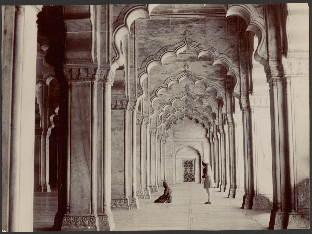 Interieur van de Parelmoskee, Agra door Samuel Bourne