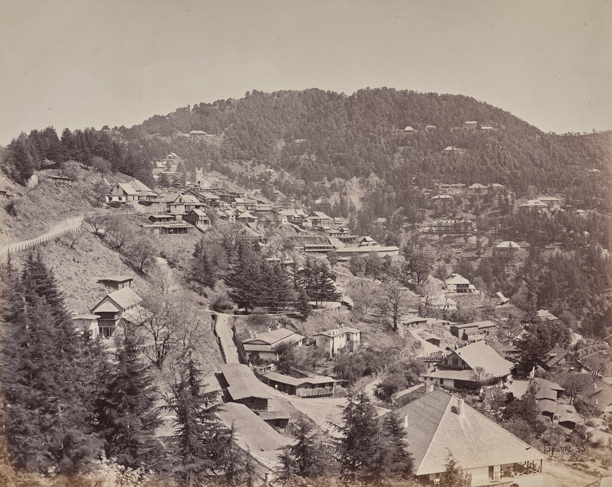 Shimla. Huizen van Europese bewoners, uitzicht naar het oosten door Samuel Bourne
