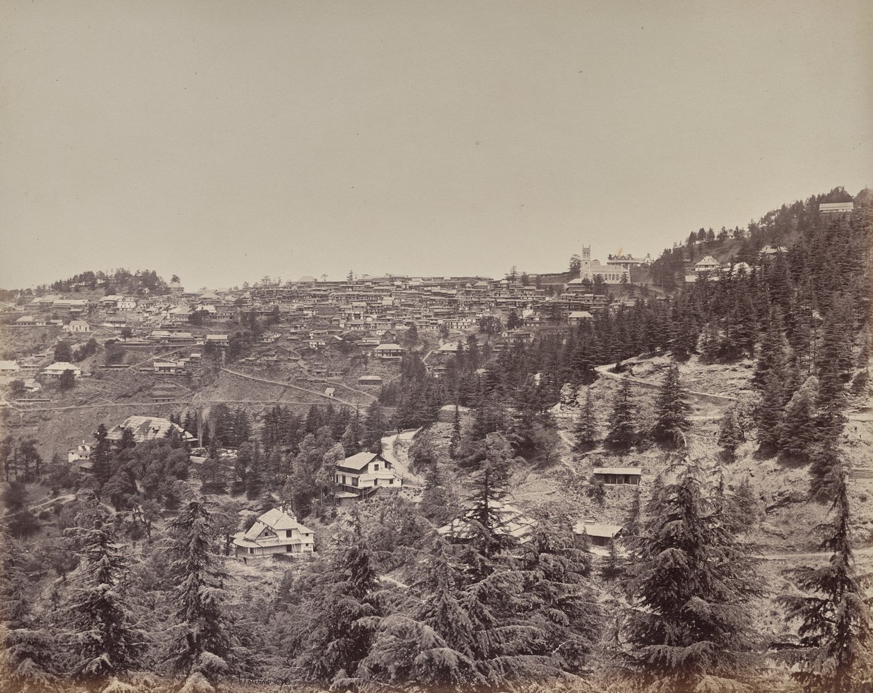 Shimla. Gezicht vanaf Oakover House door Samuel Bourne