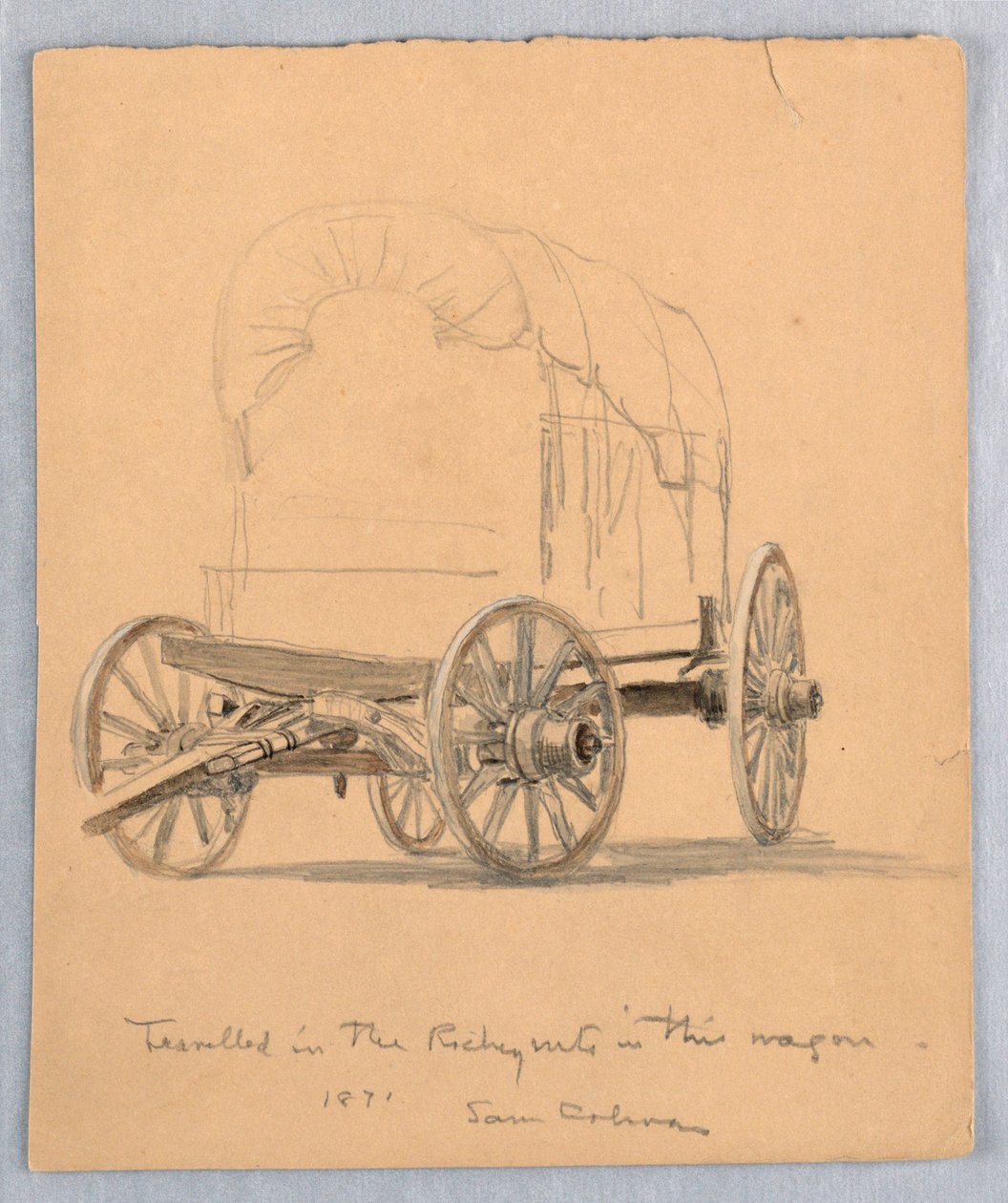 Tekening, Studie van huifkarren, 1871 door Samuel Colman
