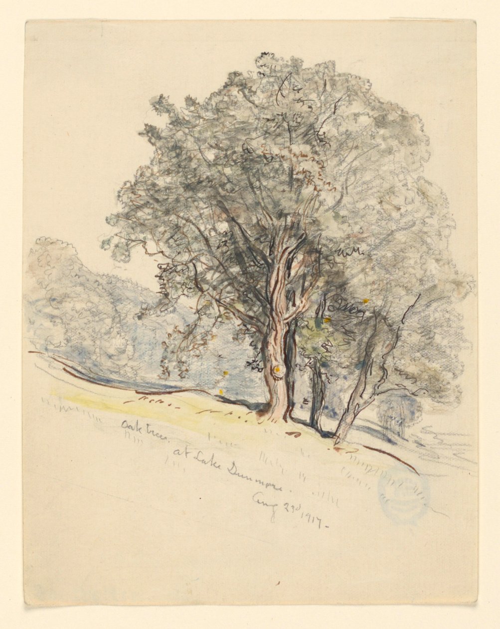 Studie van Eikenbomen bij Lake Dunmore, Vermont door Samuel Colman