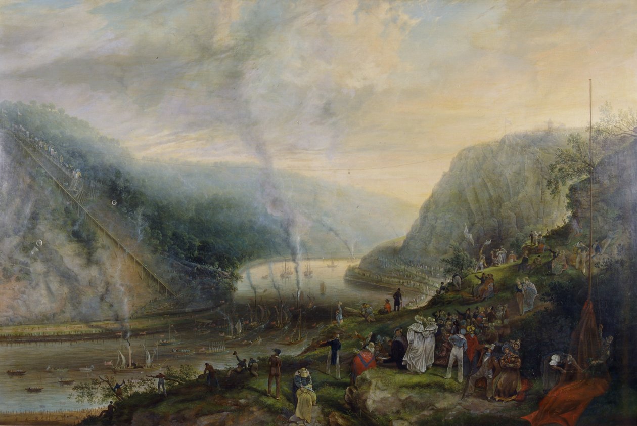 De ceremonie van het leggen van de eerste steen van de Clifton Suspension Bridge door Samuel Colman