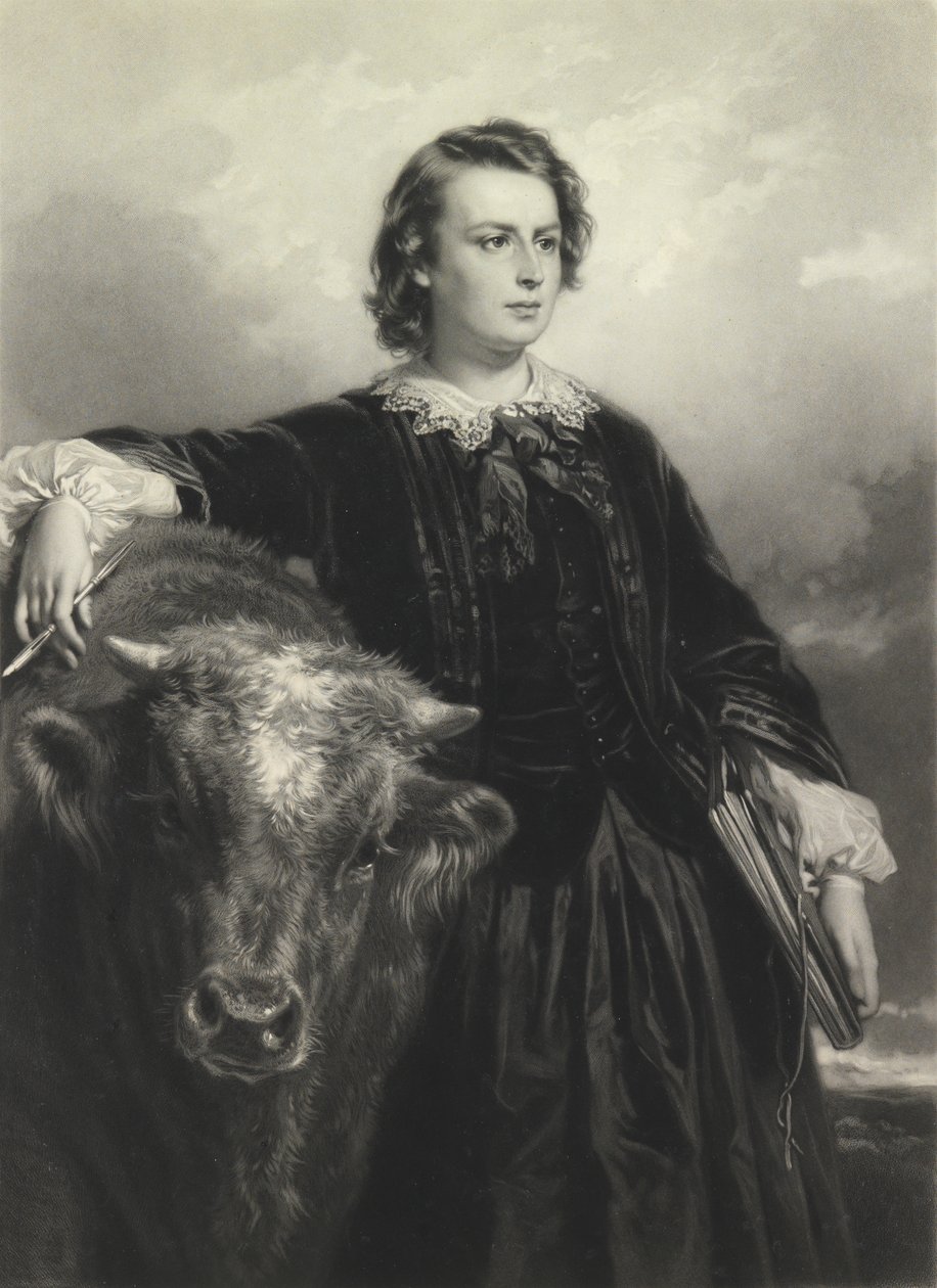 Rosa Bonheur op vierendertigjarige leeftijd (mezzotint) door Samuel Cousins