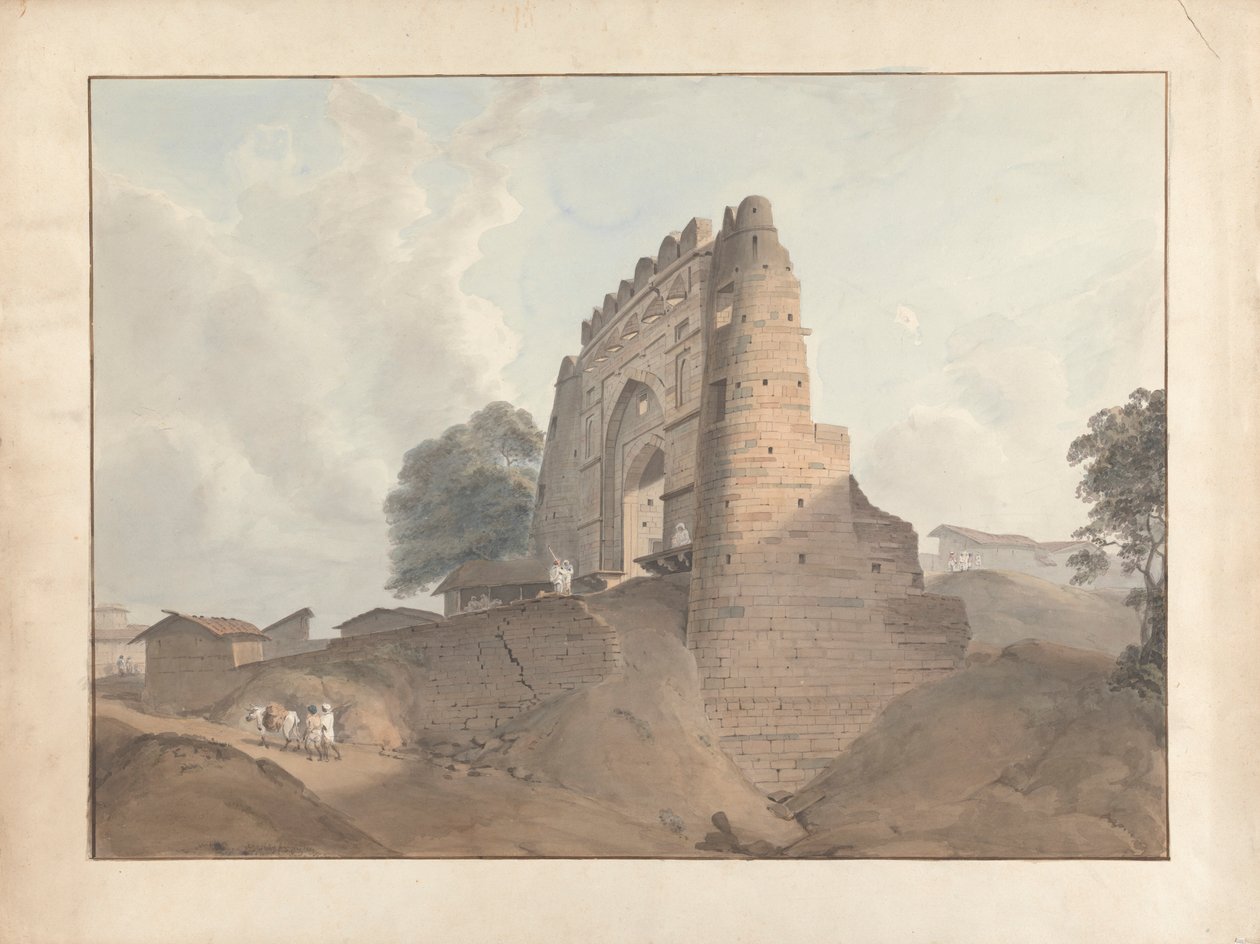 Poort van het oude fort in Old Benares door Samuel Davis