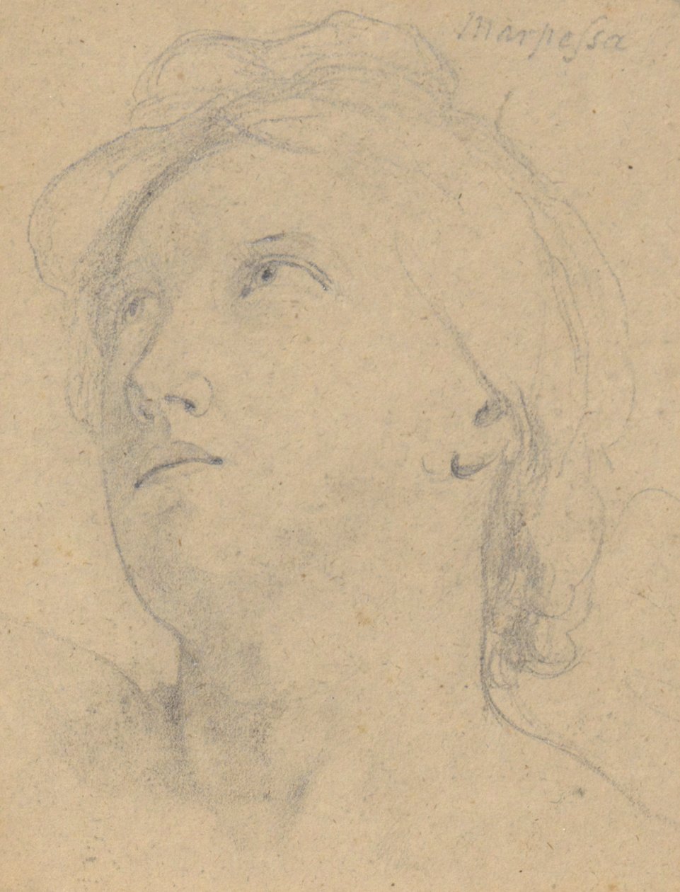 Studie voor Het Oordeel van Jupiter (Marpessa, hoofd) door Samuel Finley Breese Morse