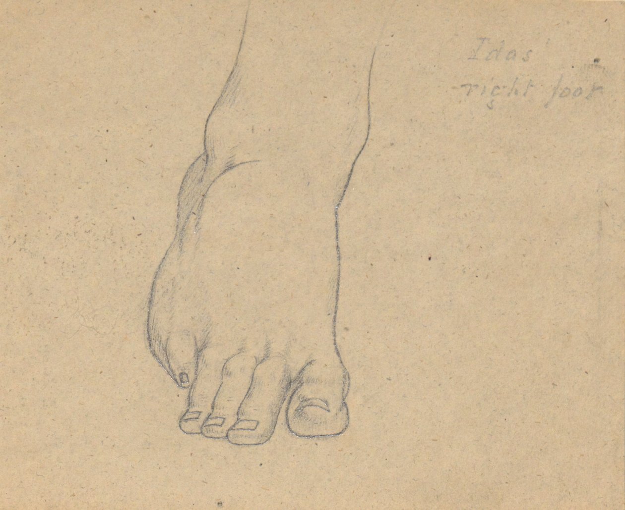 Studie voor het Oordeel van Jupiter (Idas, rechtervoet) door Samuel Finley Breese Morse