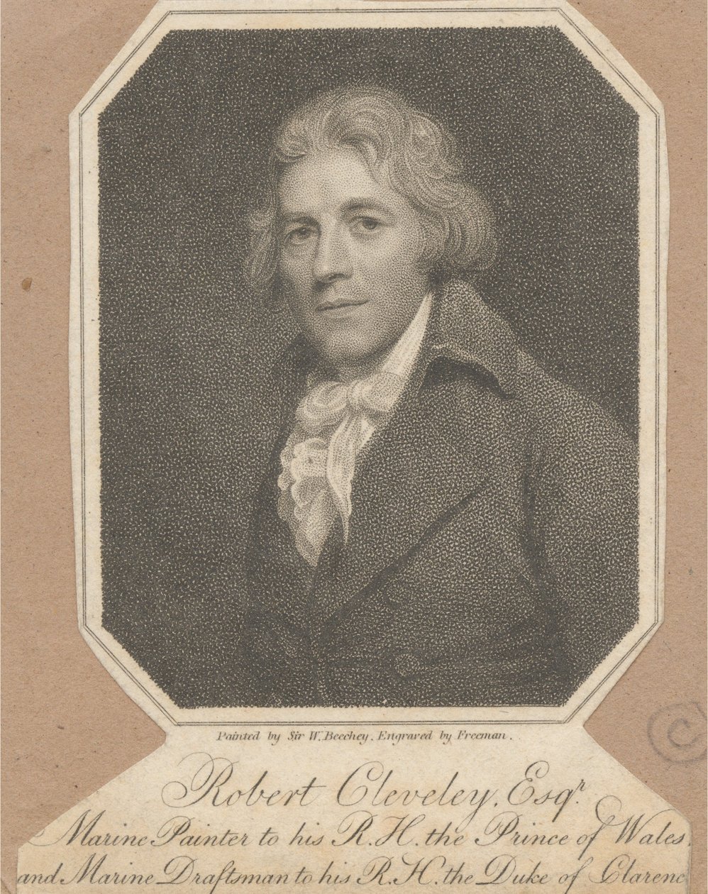 Robert Cleveley, Esqr., marineschilder van Zijne Koninklijke Hoogheid de Prins van Wales en marinetekenaar van Zijne Koninklijke Hoogheid de Hertog van Clarence door Samuel Freeman