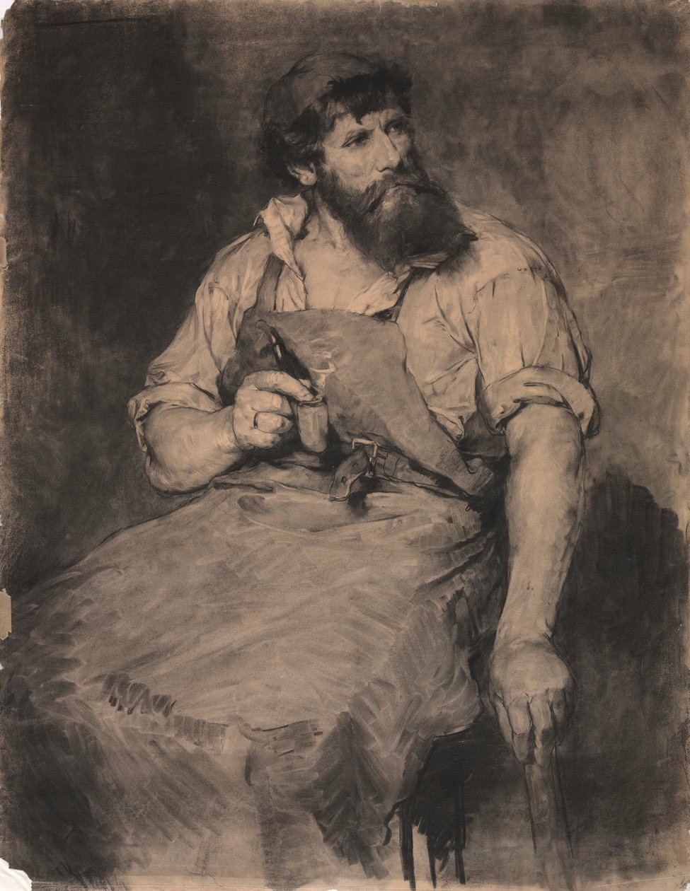 Smederij, studie voor "Das Gericht", ca. 1883 door Samuel H. Crone