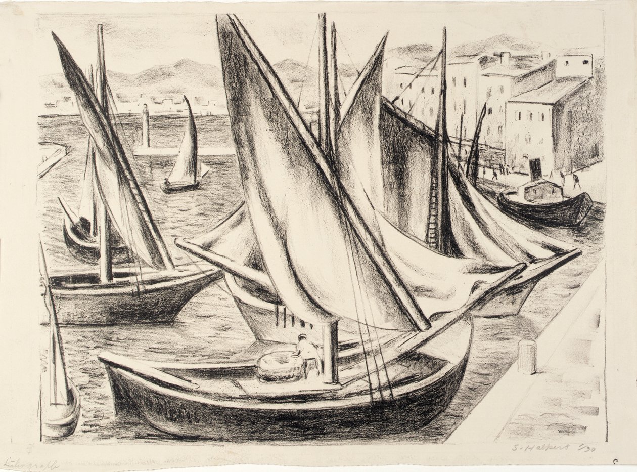 Boten, St. Tropez door Samuel Halpert