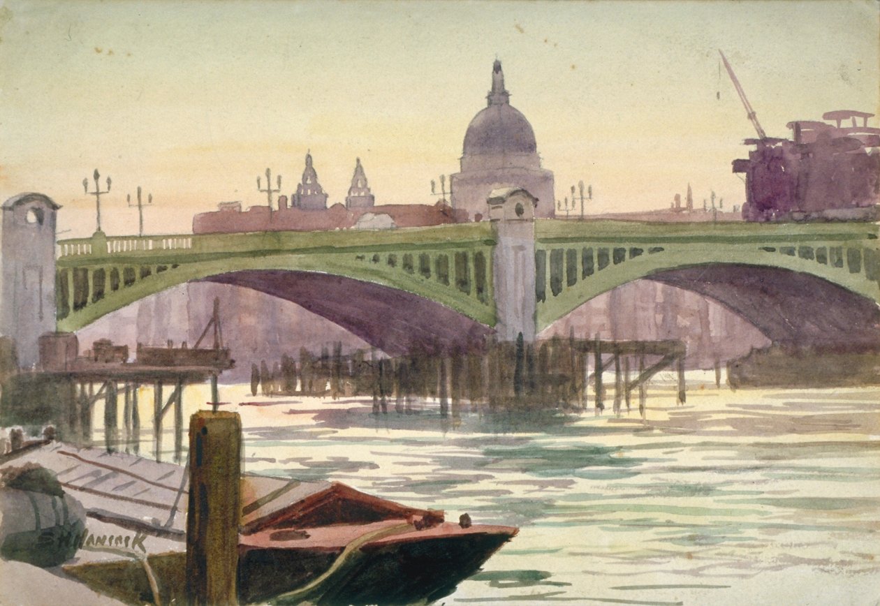 Southwark Bridge, Londen, 1930 door Samuel Harry Hancock