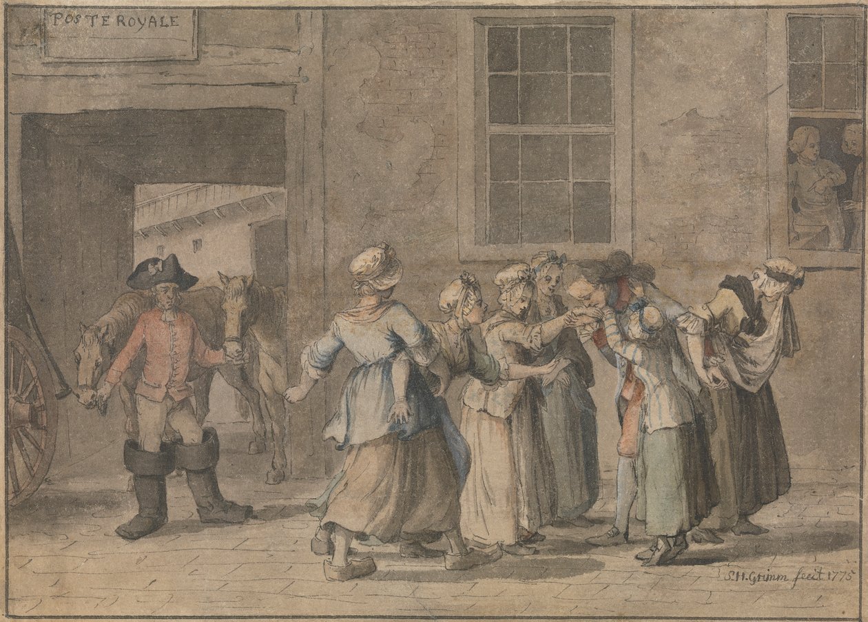Vertrek uit een Franse herberg: Een illustratie voor Sterne
