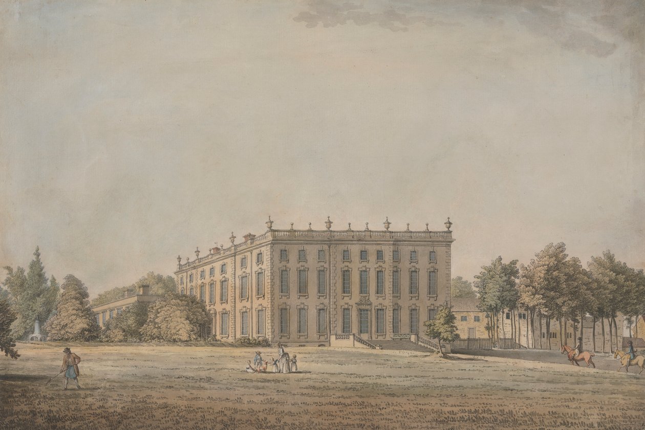 Uitzicht op Wingerworth Hall, Derbyshire door Samuel Hieronymus Grimm