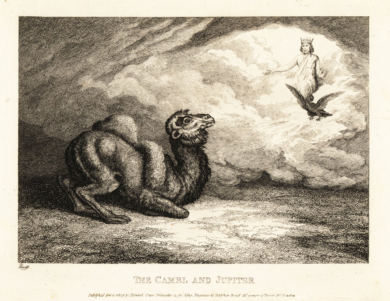 Een kameel smeekt Jupiter om hoorns. 1811 (ets) door Samuel Howitt