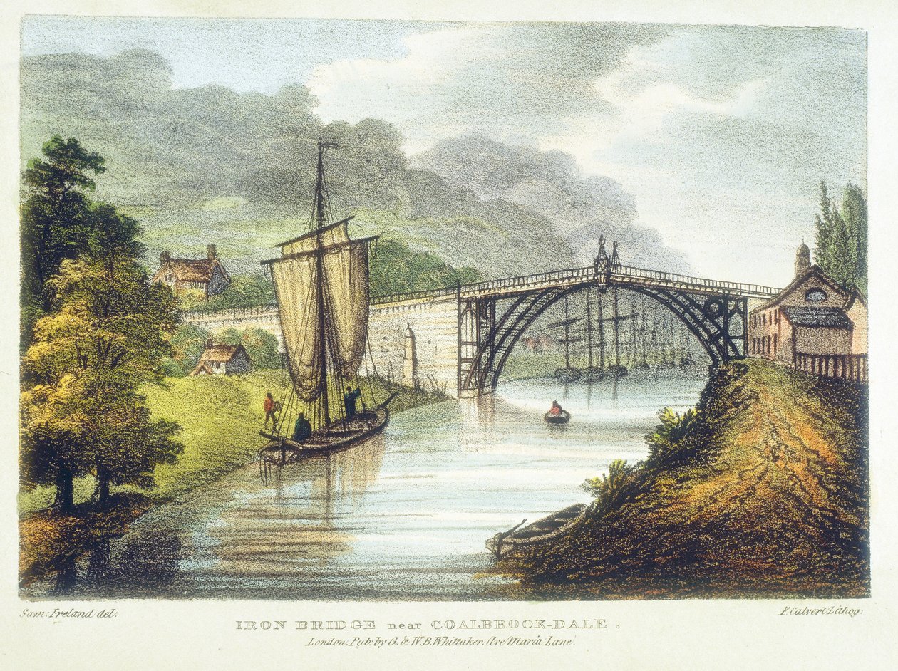 IJzeren brug over de Severn bij Ironbridge, Coalbrookdale, Engeland, gebouwd 1779 door Samuel Ireland