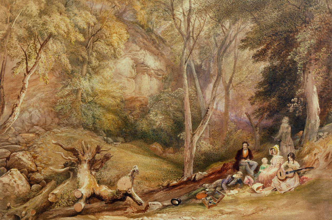 Een schetspartij in Leigh Woods, c. 1830 door Samuel Jackson