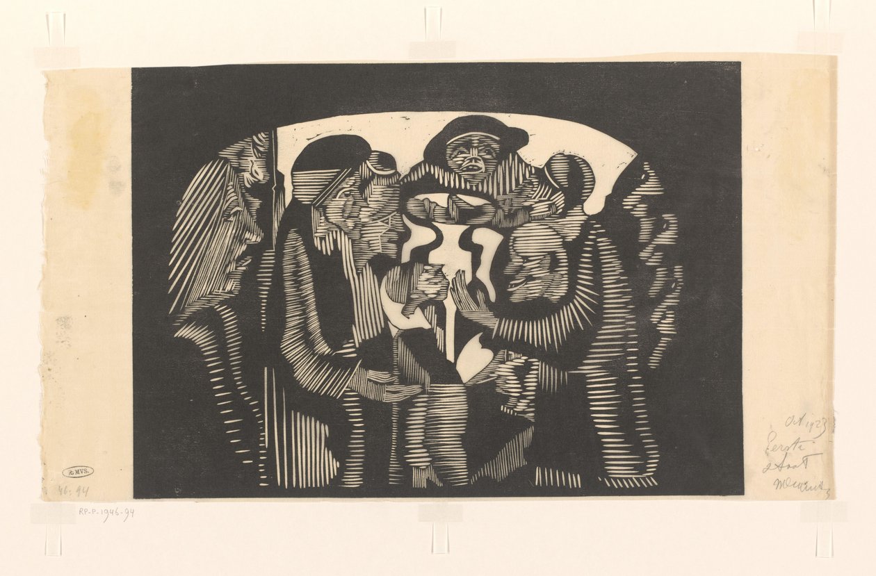 Groep figuren in een boog door Samuel Jessurun de Mesquita (signed by artist)