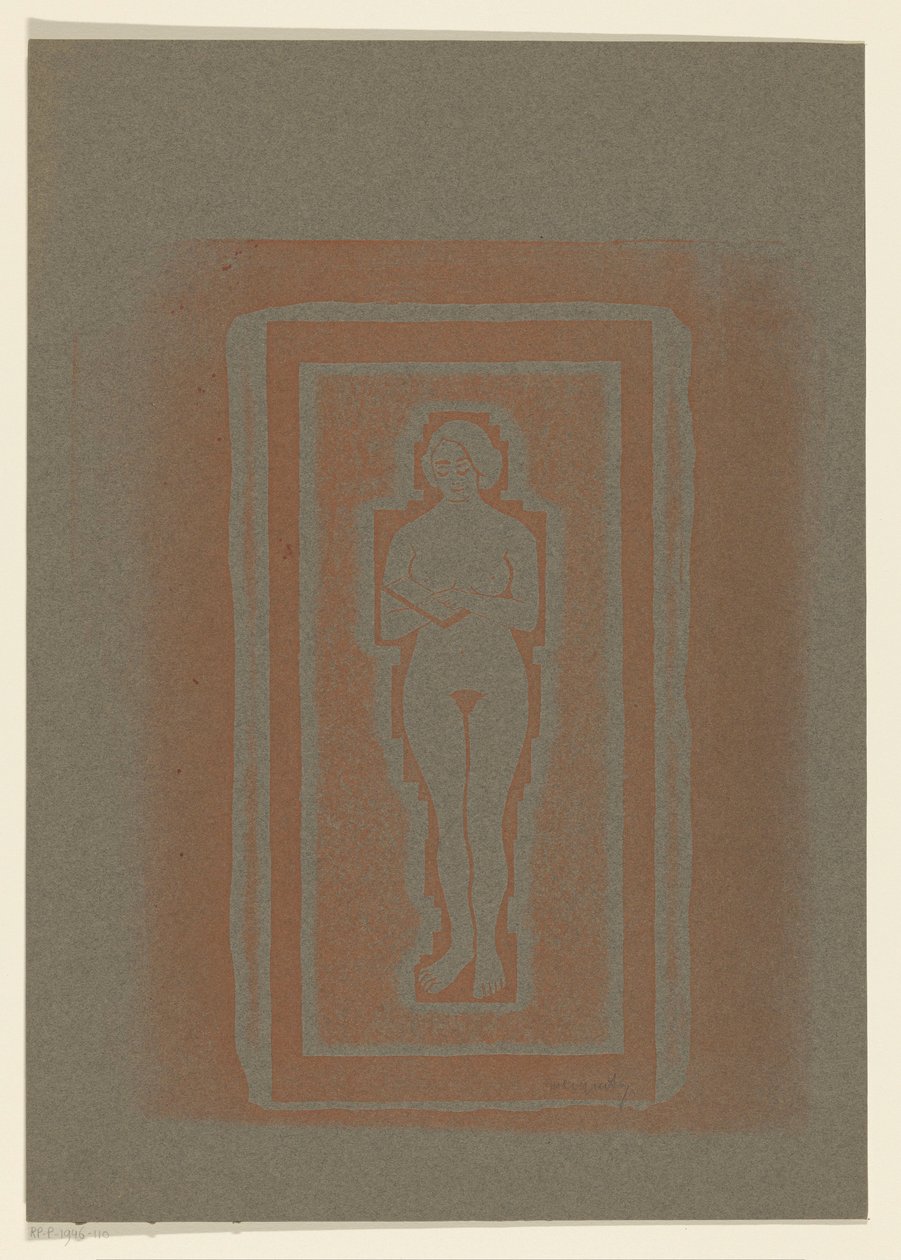 Naakt met boek of stenen plaat in de hand door Samuel Jessurun de Mesquita (signed by artist)