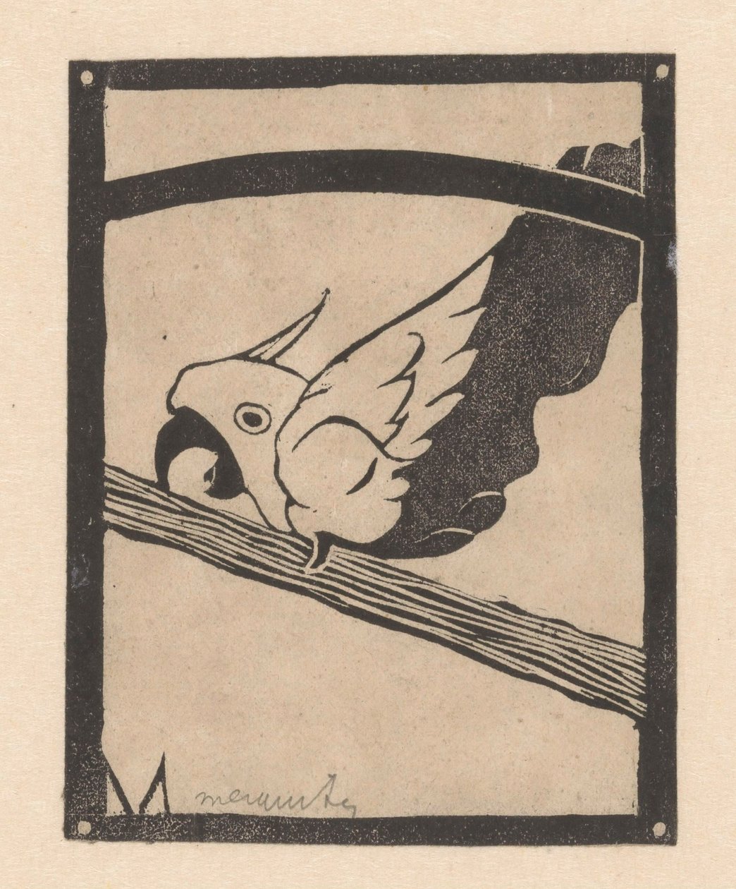 Pappie (Schreeuwende kaketoe) door Samuel Jessurun de Mesquita (signed by artist)