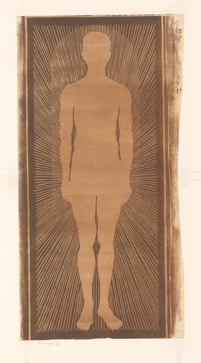 Silhouet van een man met stralen rondom door Samuel Jessurun de Mesquita (signed by artist)