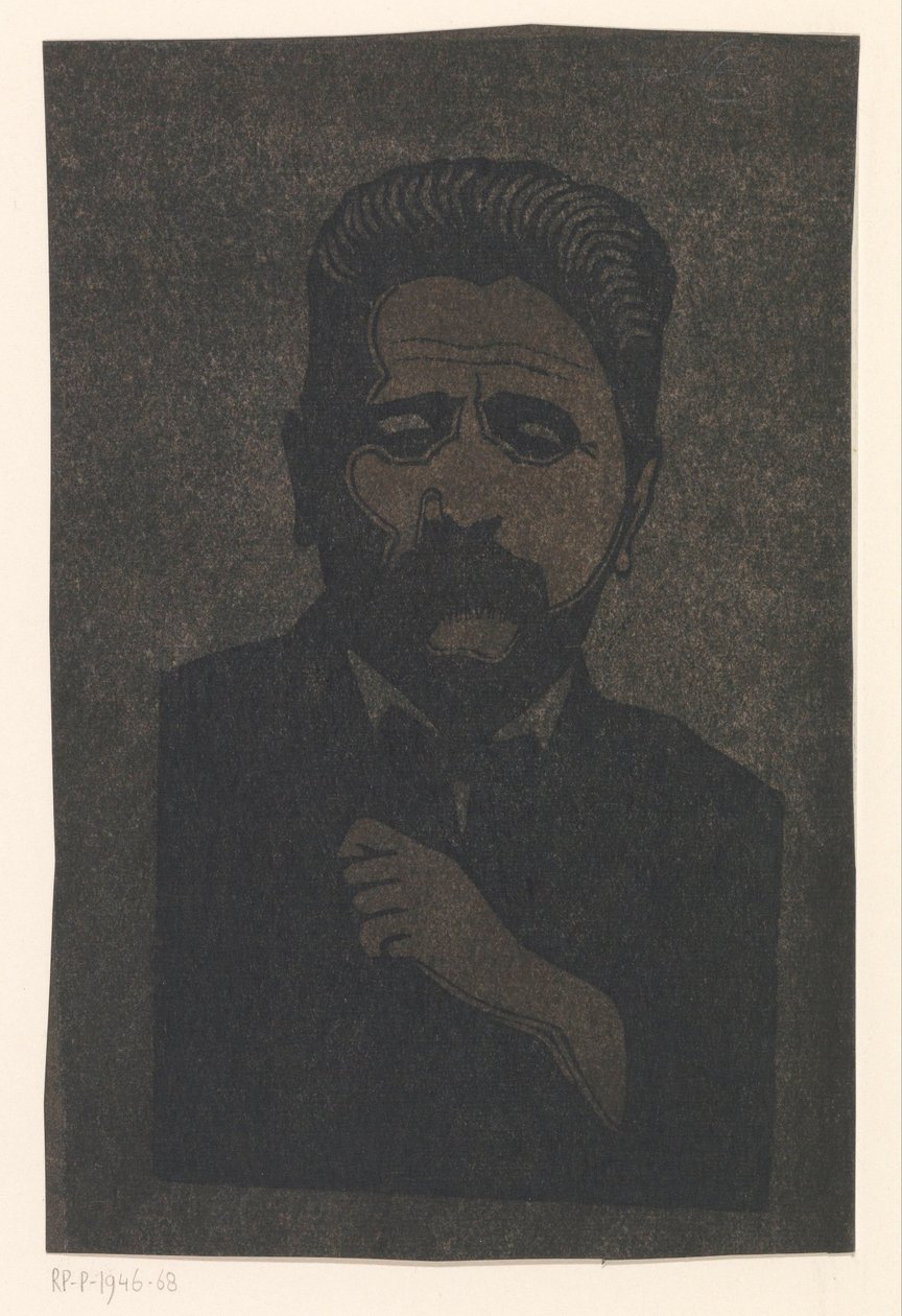 Zelfportret (met slagschaduw) door Samuel Jessurun de Mesquita (signed by artist)