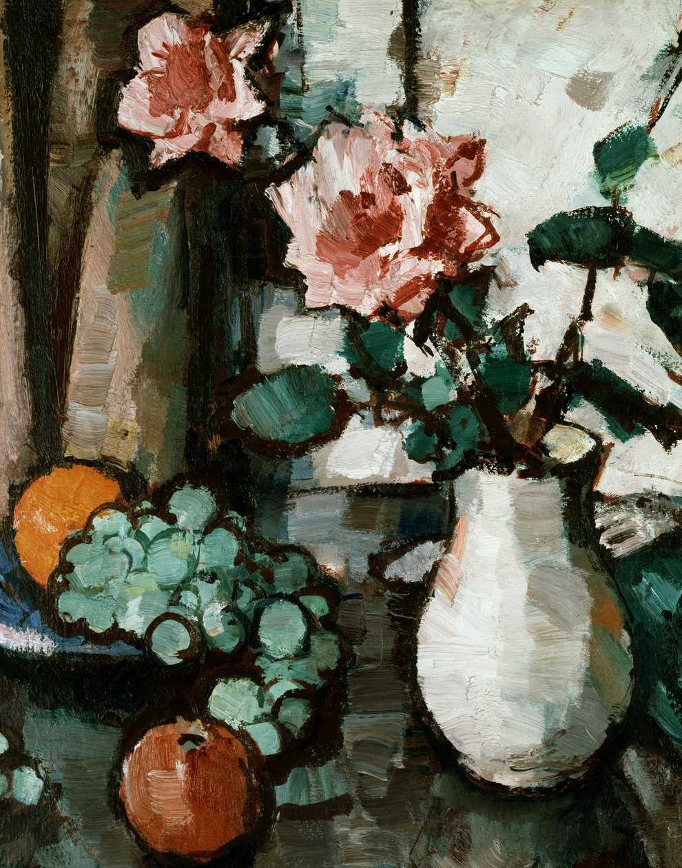 Stilleven van rozen en fruit. Stilleven van rozen en fruit. Schilderij van Samuel John Peploe (1871-1935 Brits) Privécollectie door Samuel John Peploe