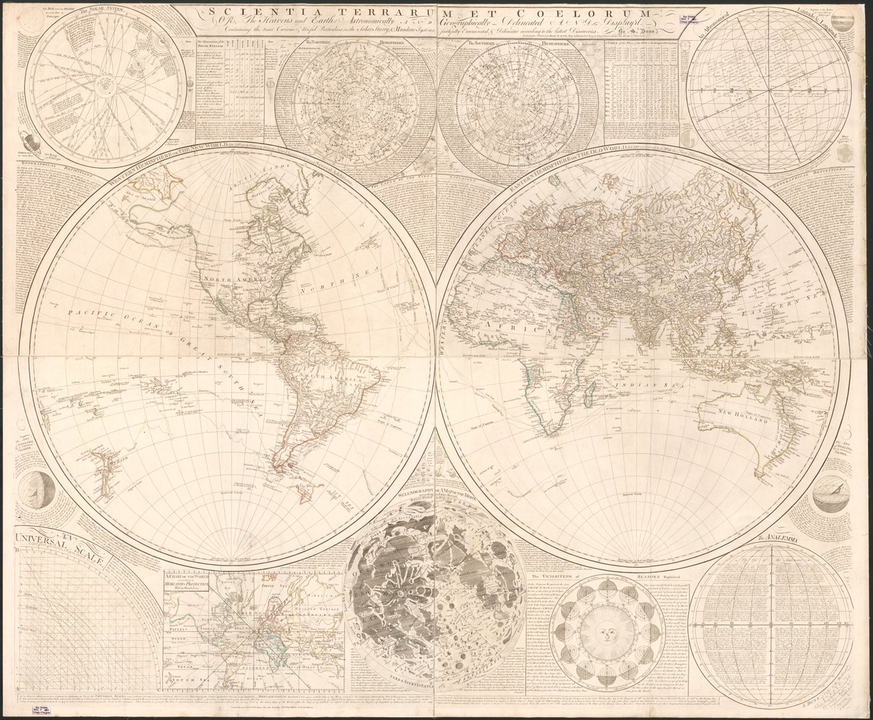 Scientia terrarum et coelorum: of, de hemelen en aarde astronomisch en geografisch weergegeven en weergegeven: met de meest nieuwsgierige en nuttige bijzonderheden in de zonne-, ster- en wereldsystemen, getrouw opgesomd en weergegeven volgens t door Samuel; Kitchin Dunn