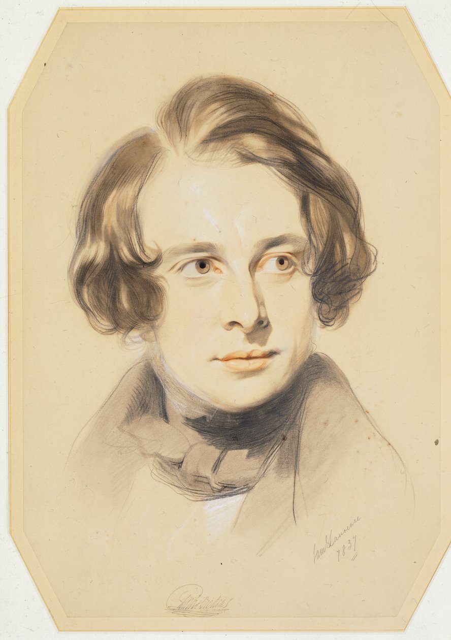 Vroeg portret van Charles Dickens, 1837 door Samuel Laurence