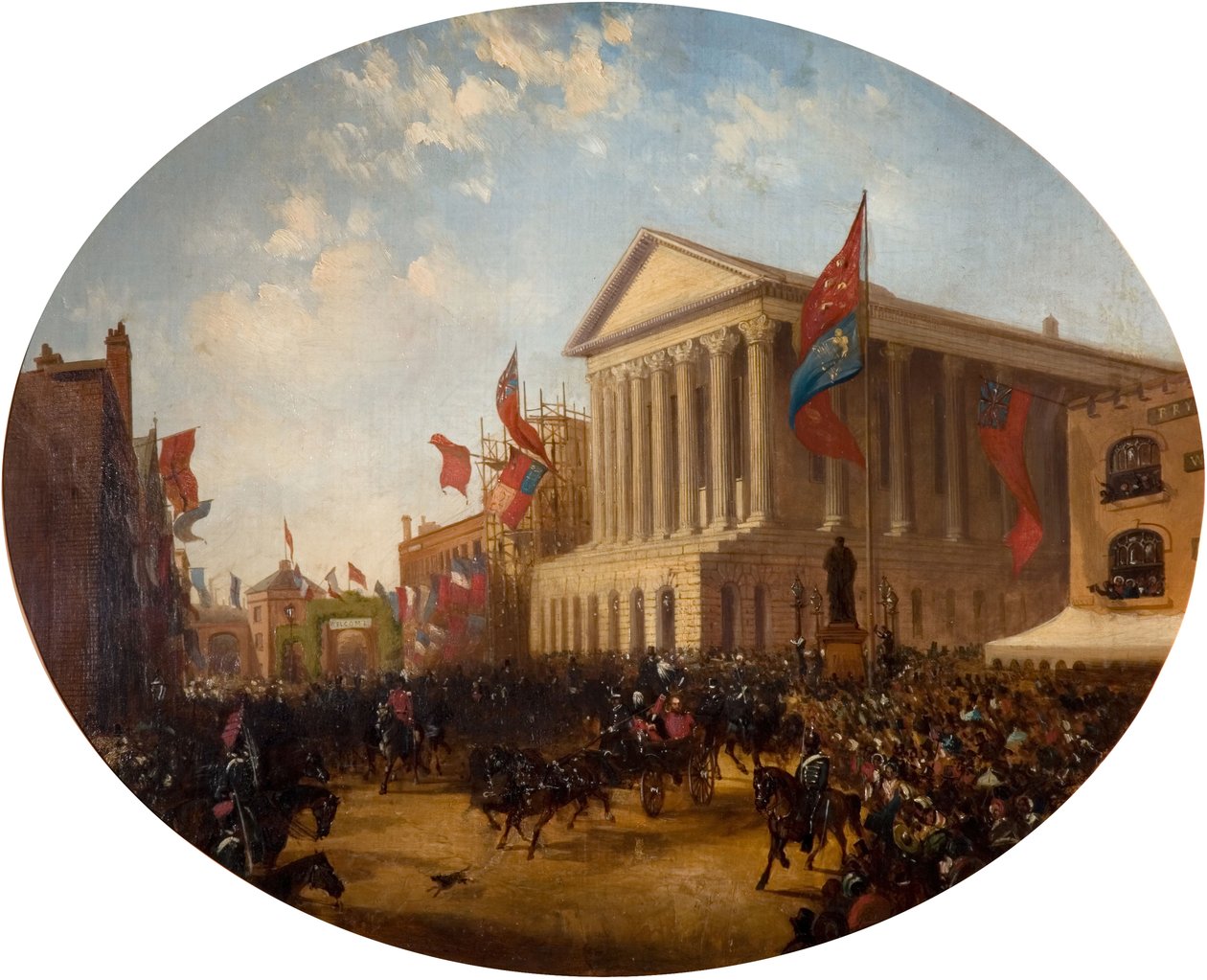 De Hertog van Cambridge verlaat het Stadhuis, Birmingham, 1857 door Samuel Lines