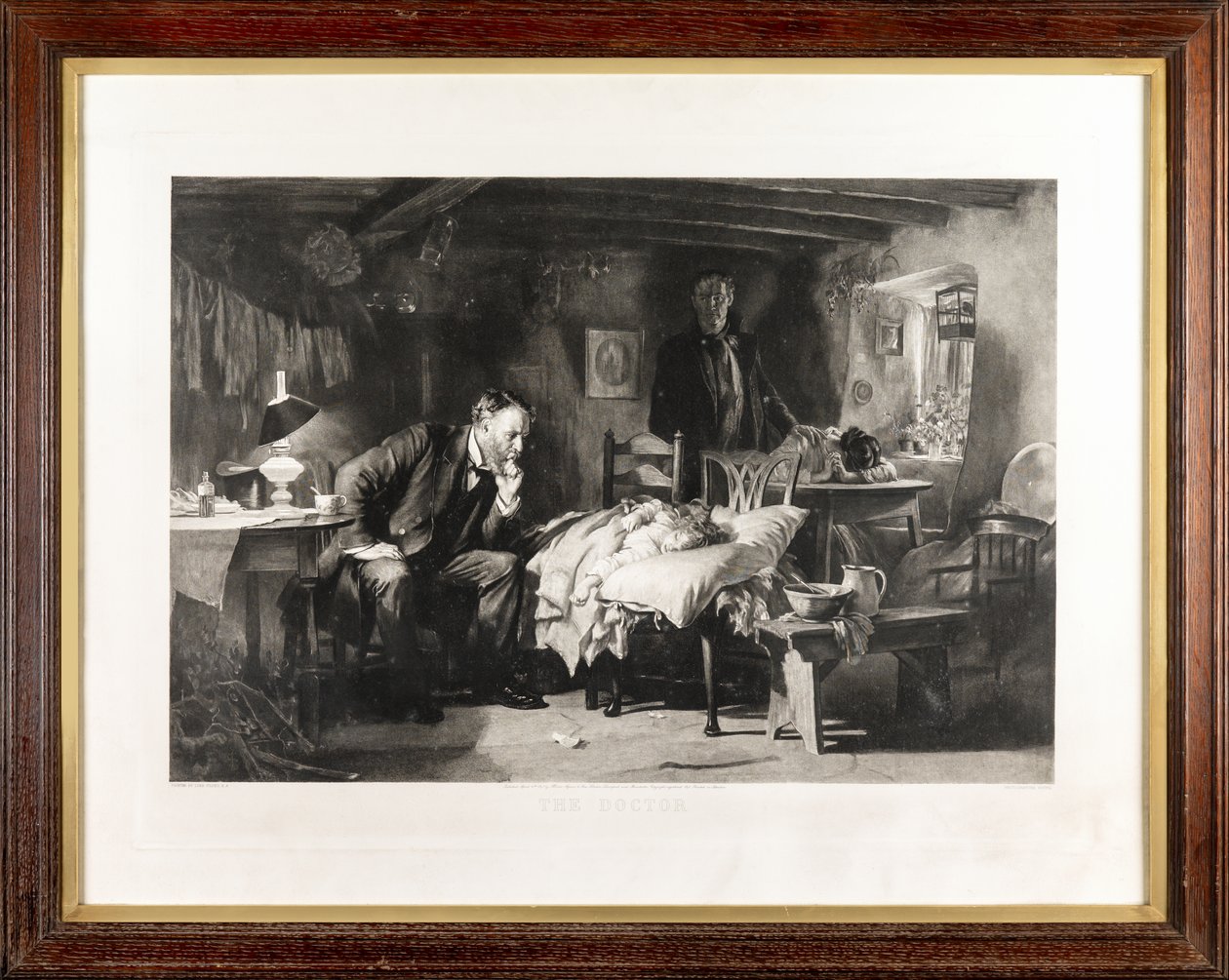 De Dokter (fotogravure) door Samuel Luke Fildes
