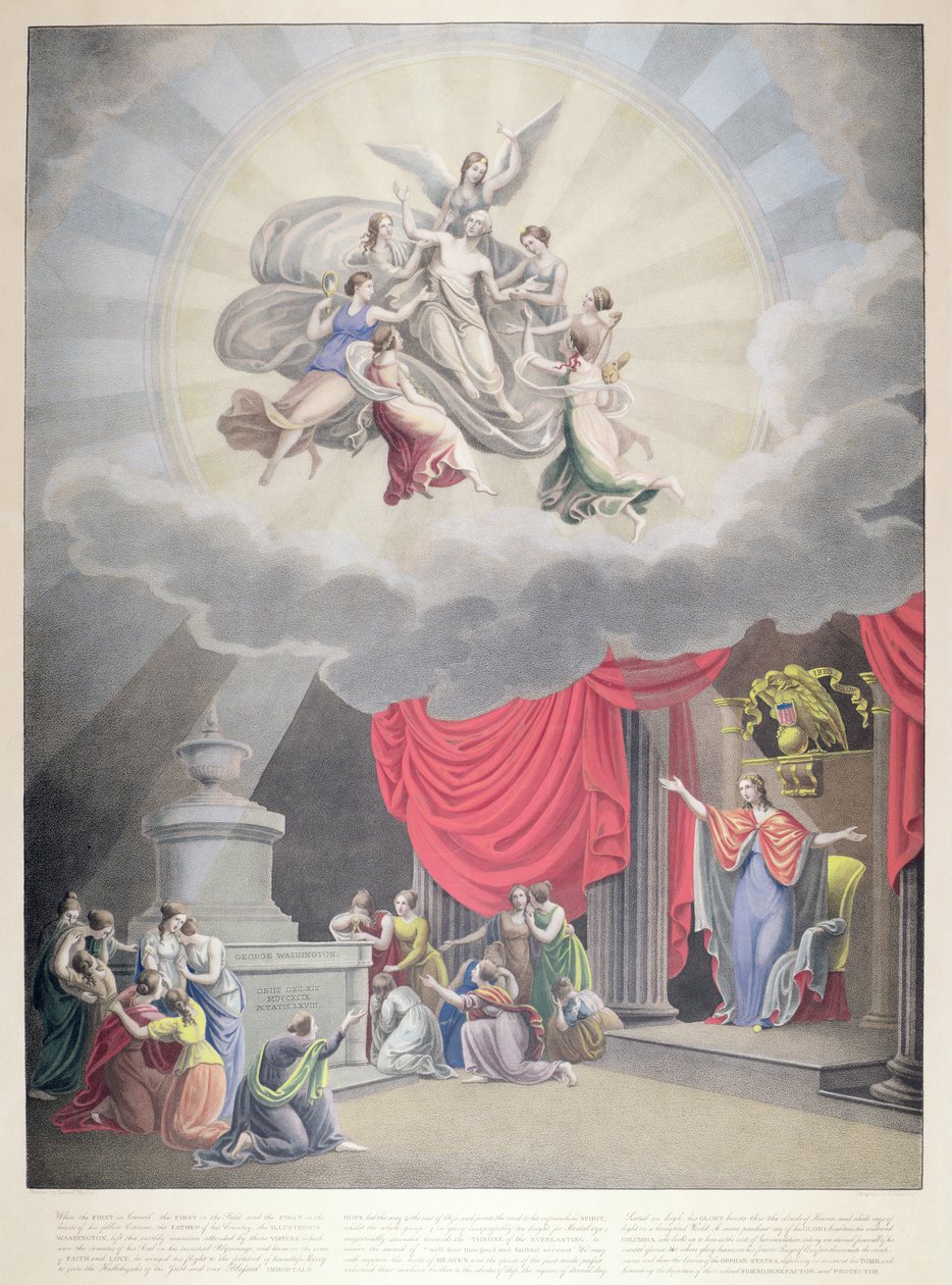 De Apotheose van Washington, gegraveerd door H. Weishaupt door Samuel Moore