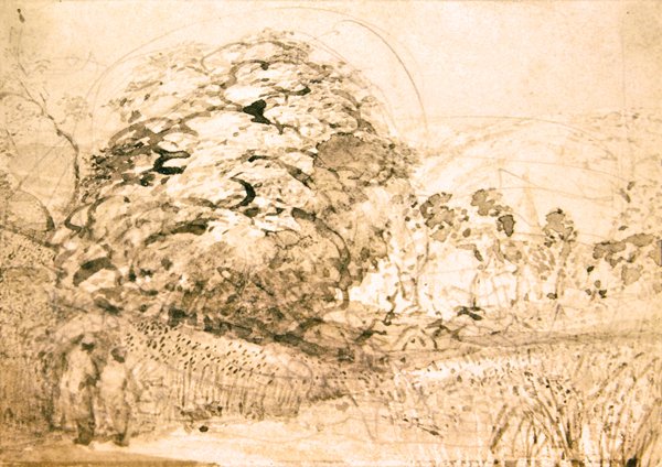 Een pad door een korenveld, ca. 1832-33 door Samuel Palmer