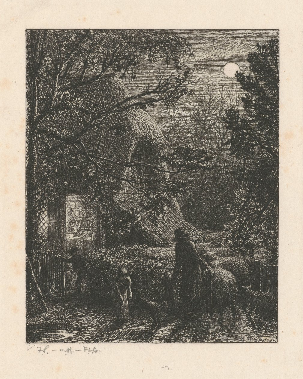 Kerstmis, of het laatste schaap in de schaapskooi drijven door Samuel Palmer