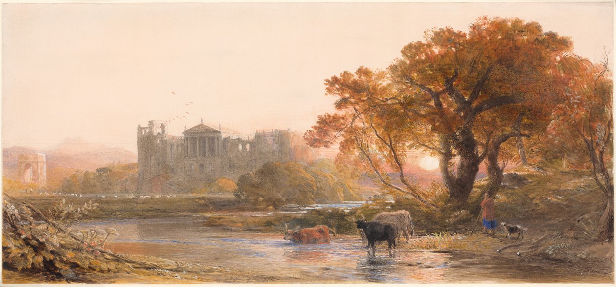 Avond in Italië—de verlaten villa door Samuel Palmer