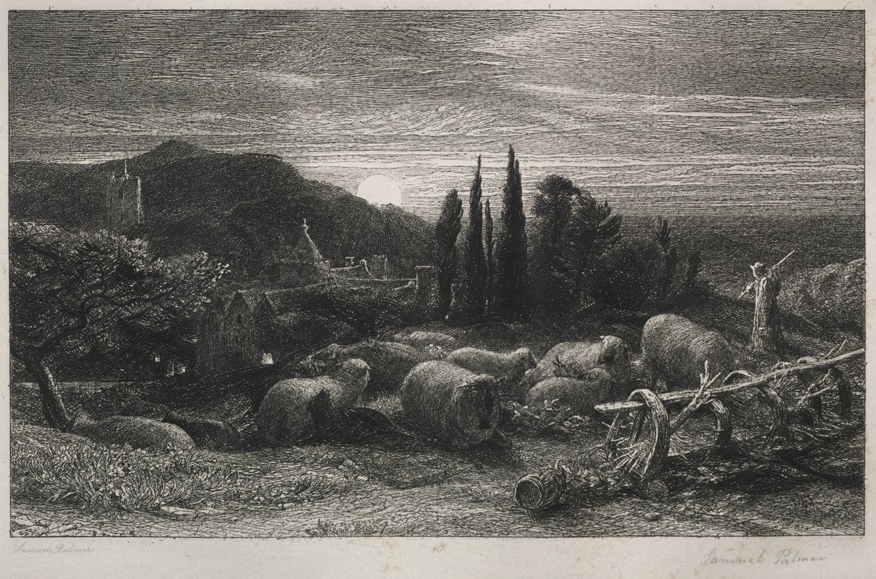 De opkomende maan door Samuel Palmer