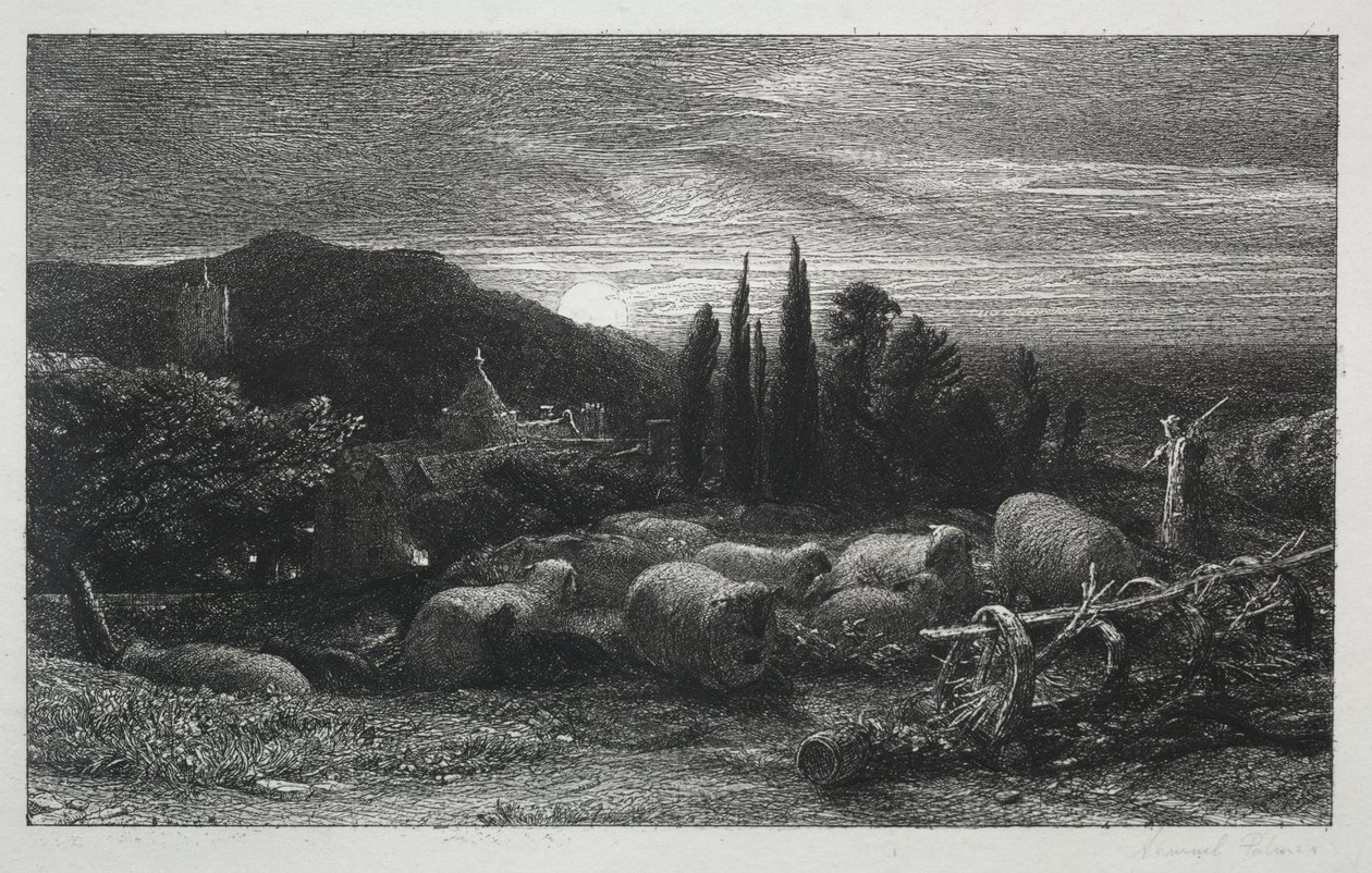 De opkomende maan door Samuel Palmer