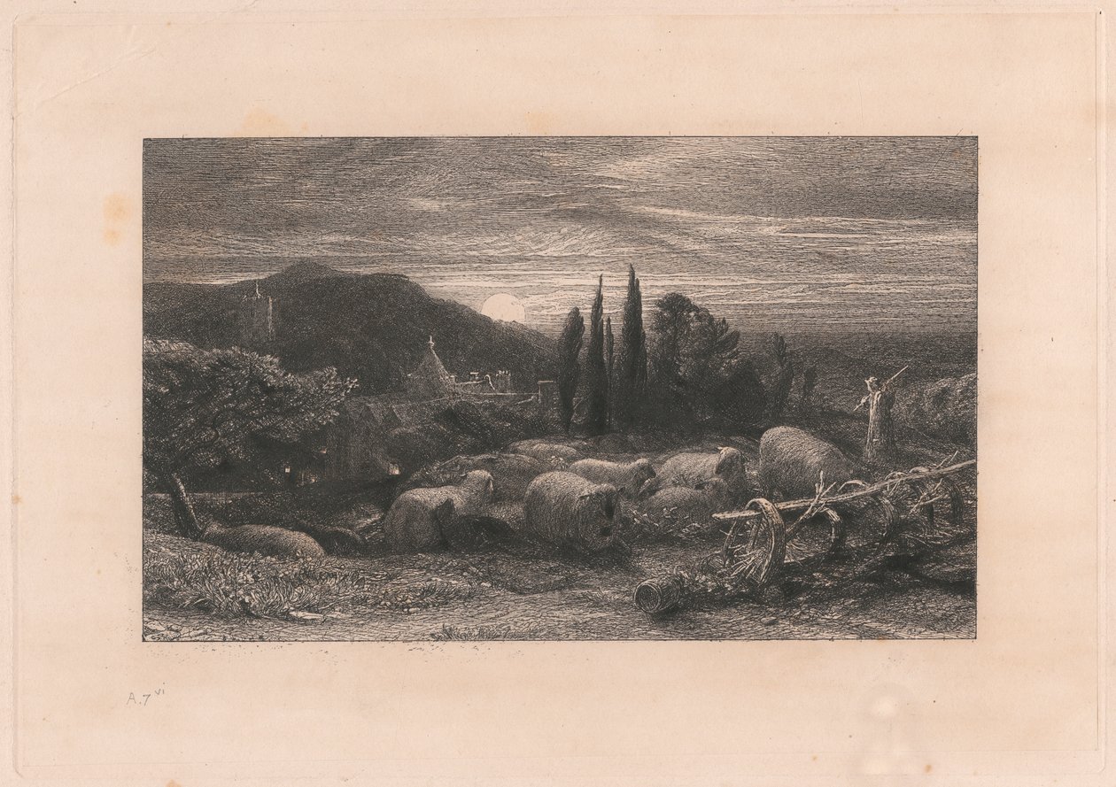 De opkomende maan door Samuel Palmer