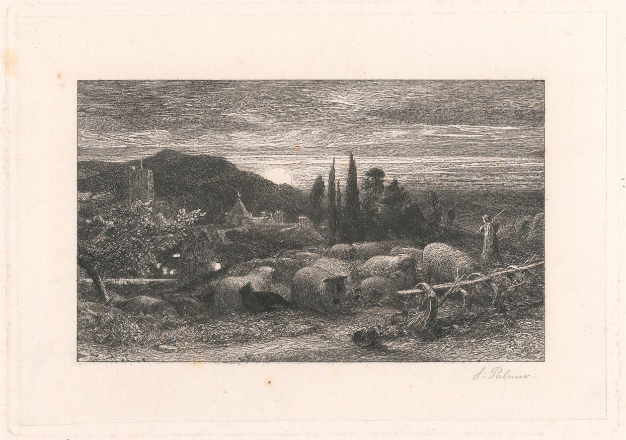 De opkomende maan door Samuel Palmer