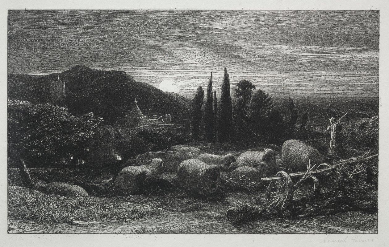 De opkomende maan door Samuel Palmer