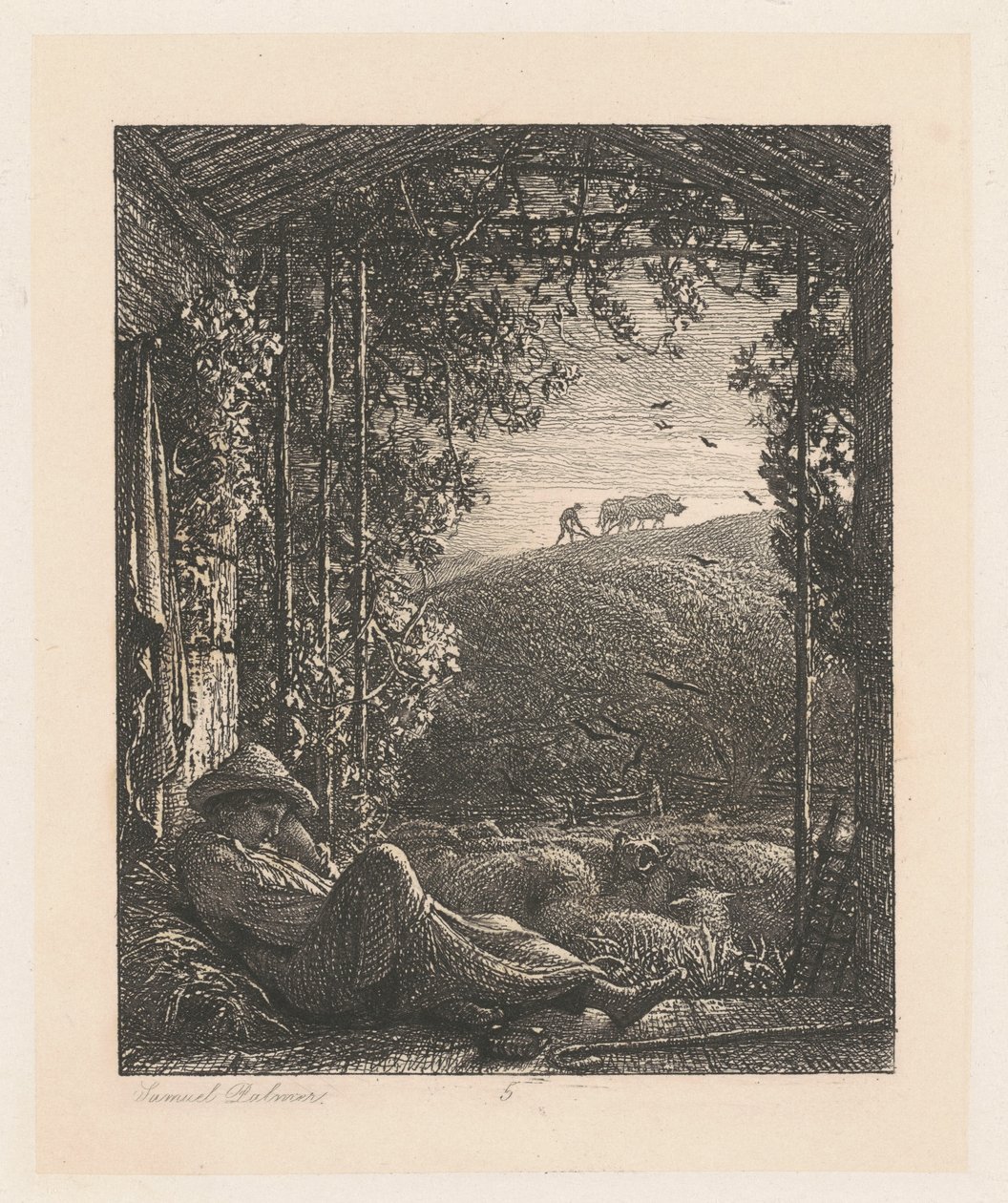 De slapende herder door Samuel Palmer