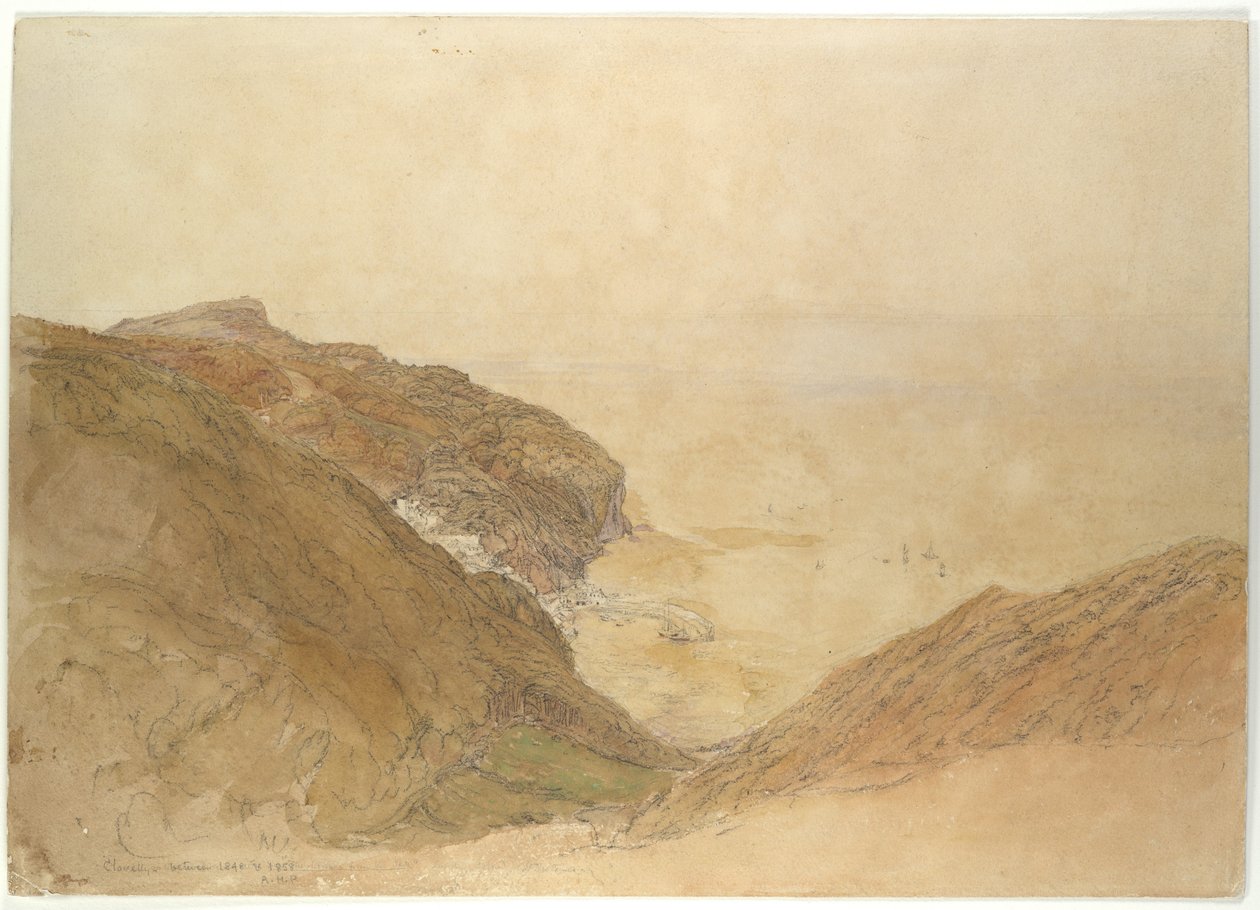 Gezicht op Clovelly, Devon door Samuel Palmer